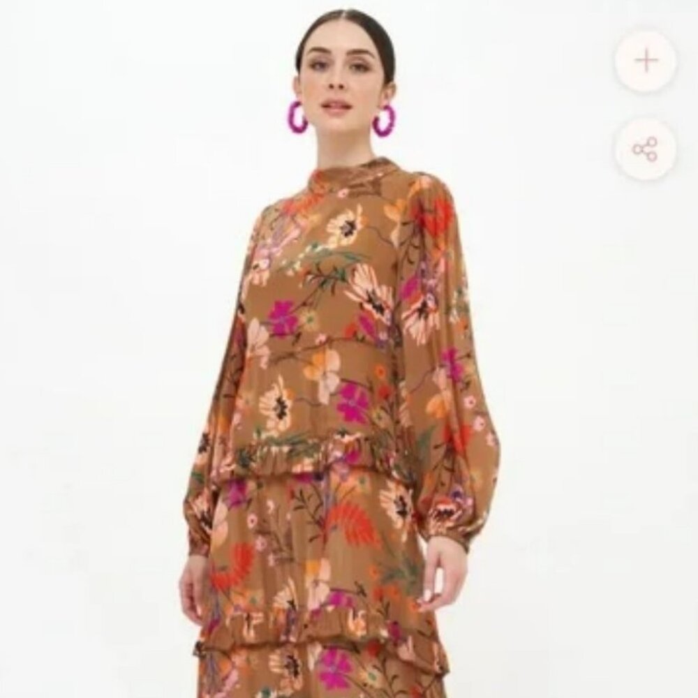 Oliphant Mock Neck Maxi Dress - Woodland Mocha - Size Large